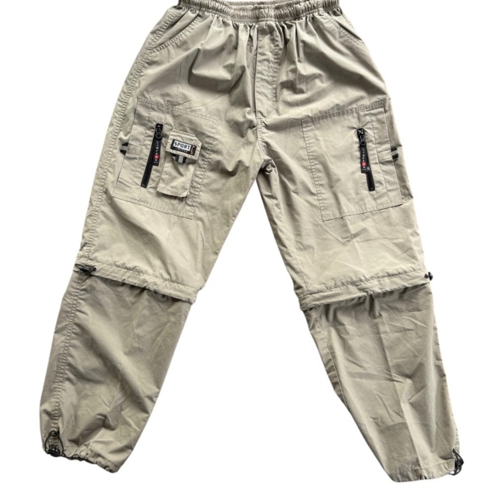 Cargo Pants Utility Parachute Style Beige Zipper Leg Women’s Size 42 Y2K